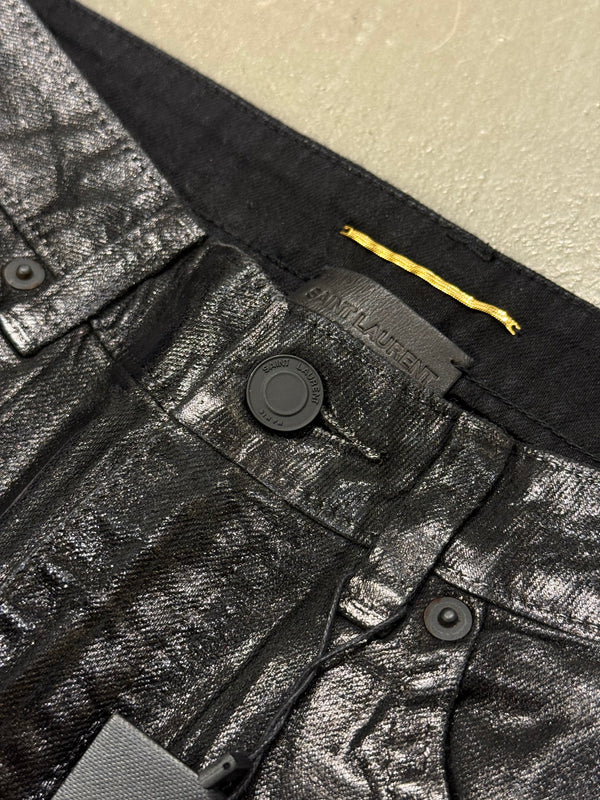 2020 Saint Laurent waxed skinny jeans