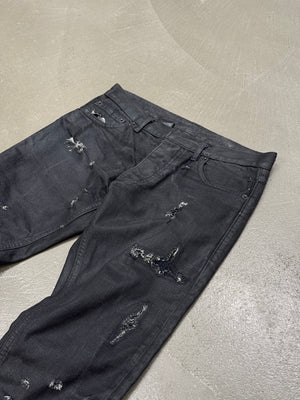 S/S2004 Dior by Hedi Slimane Strip destroyed coated jeans