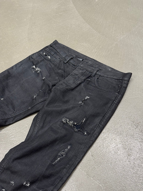 S/S2004 Dior by Hedi Slimane Strip destroyed coated jeans