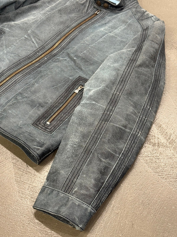 2000s Versace distressed leather jacket