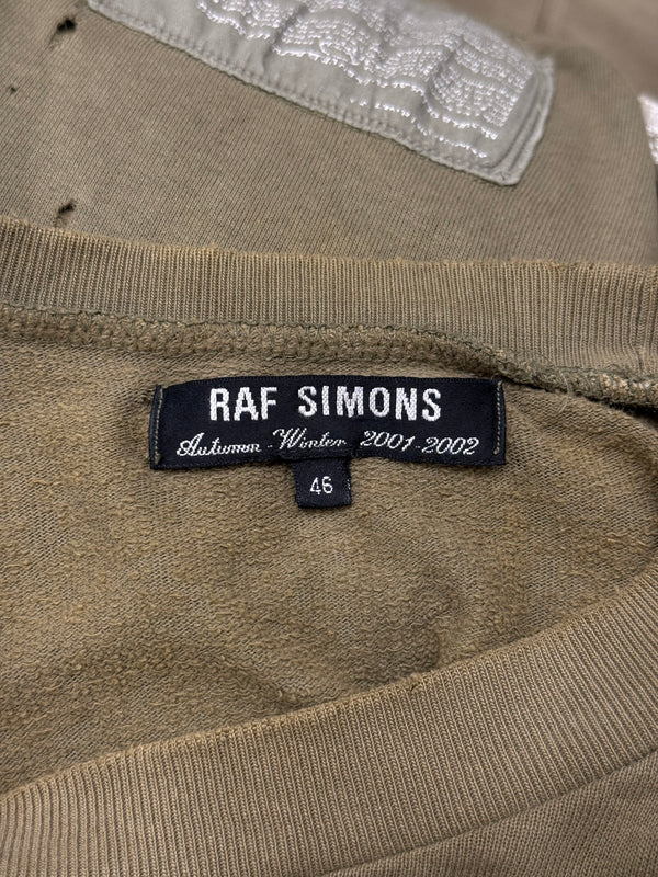 A/W2001 Raf Simons "Riot Riot Riot" patchwork destroyed crewneck