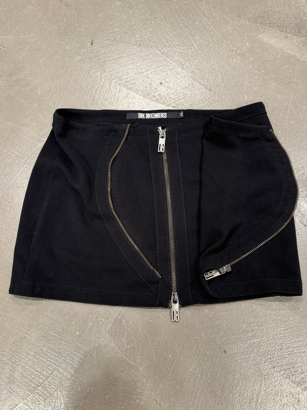 1990s Dirk Bikkembergs curved zip skirt