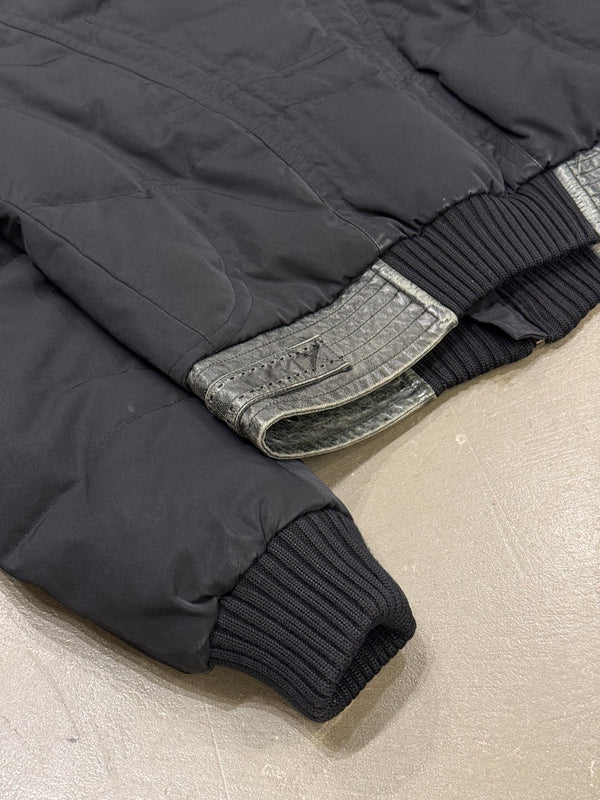 2000s Cavalli puffer bomber jacket with leather details
