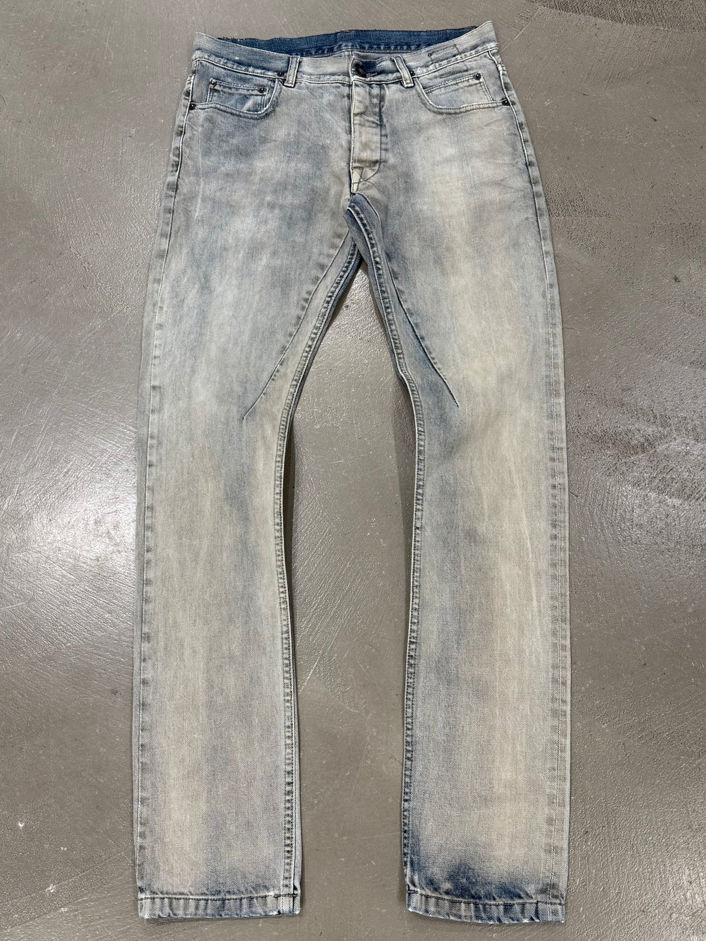 2000s Rick Owens detroit cut faded jeans