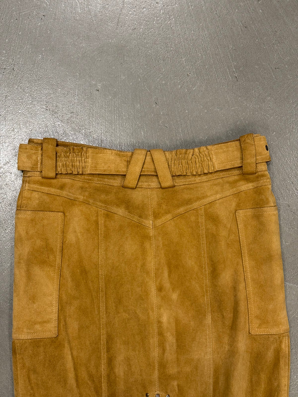 2000s Christian Dior by Galliano sueade zipper skirt