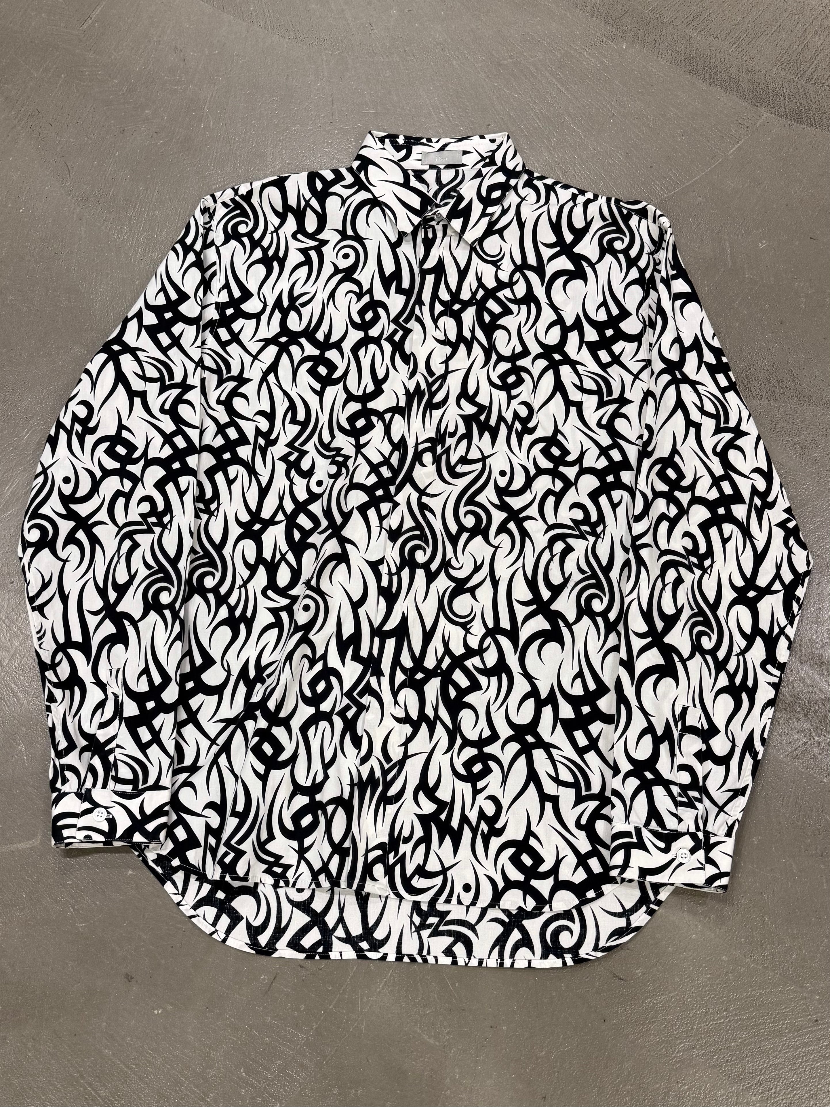 DIOR HOMME 14SS kris van assche パネル シャツ 2010s Dior by Kris Van Assche tribal flame shirt