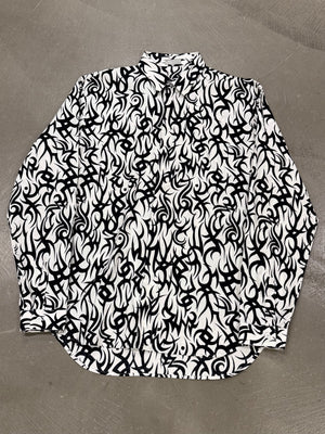 2010s Dior by Kris Van Assche tribal flame shirt