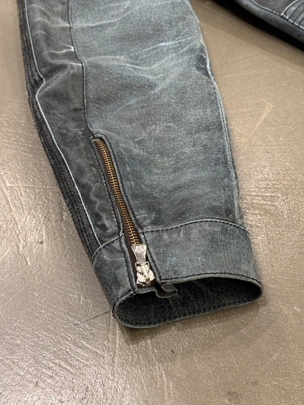 2000s Versace distressed leather jacket