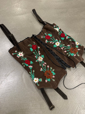 A/W 2002 D&G corduroy corset with floral embroidery