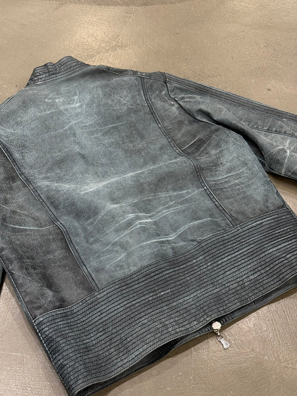 2000s Versace distressed leather jacket