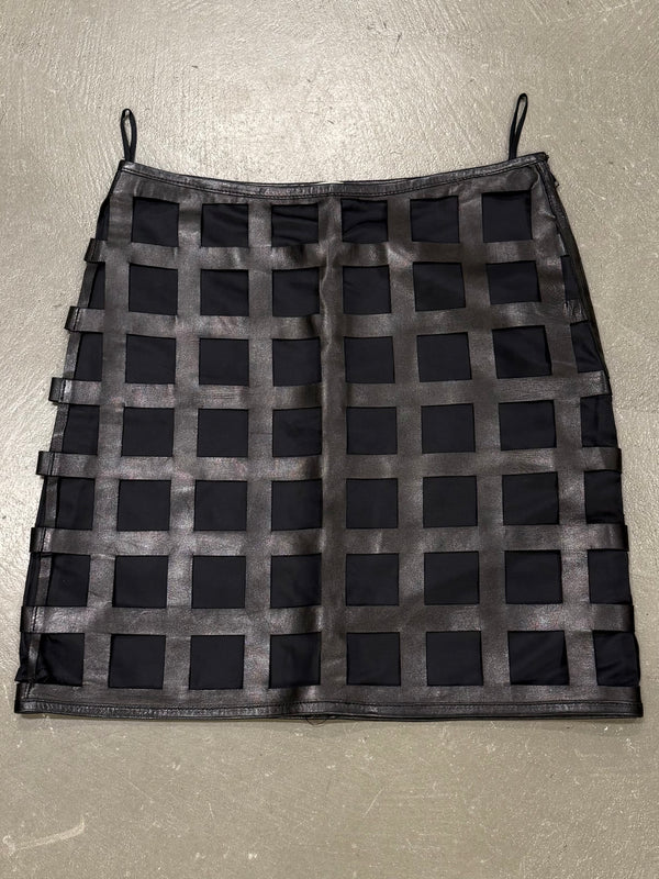 2000s Miu Miu lazer cut leather skirt