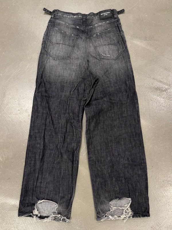 A/W2021 Balenciaga "skater" wide distressed baggy jeans