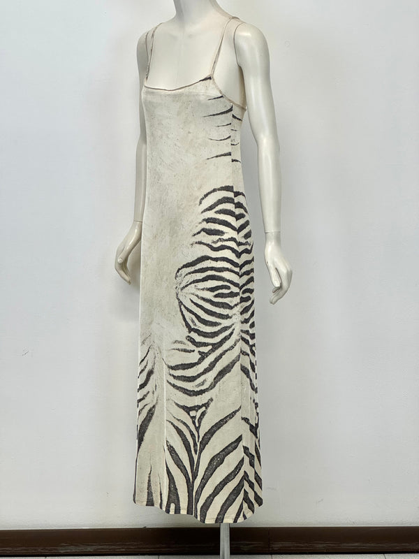 1999 Roberto Cavalli zebra sheer maxi dress