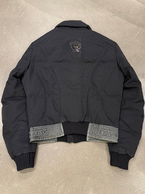 2000s Cavalli puffer bomber jacket with leather details