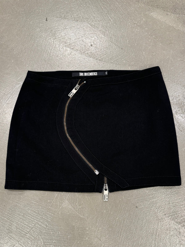 1990s Dirk Bikkembergs curved zip skirt