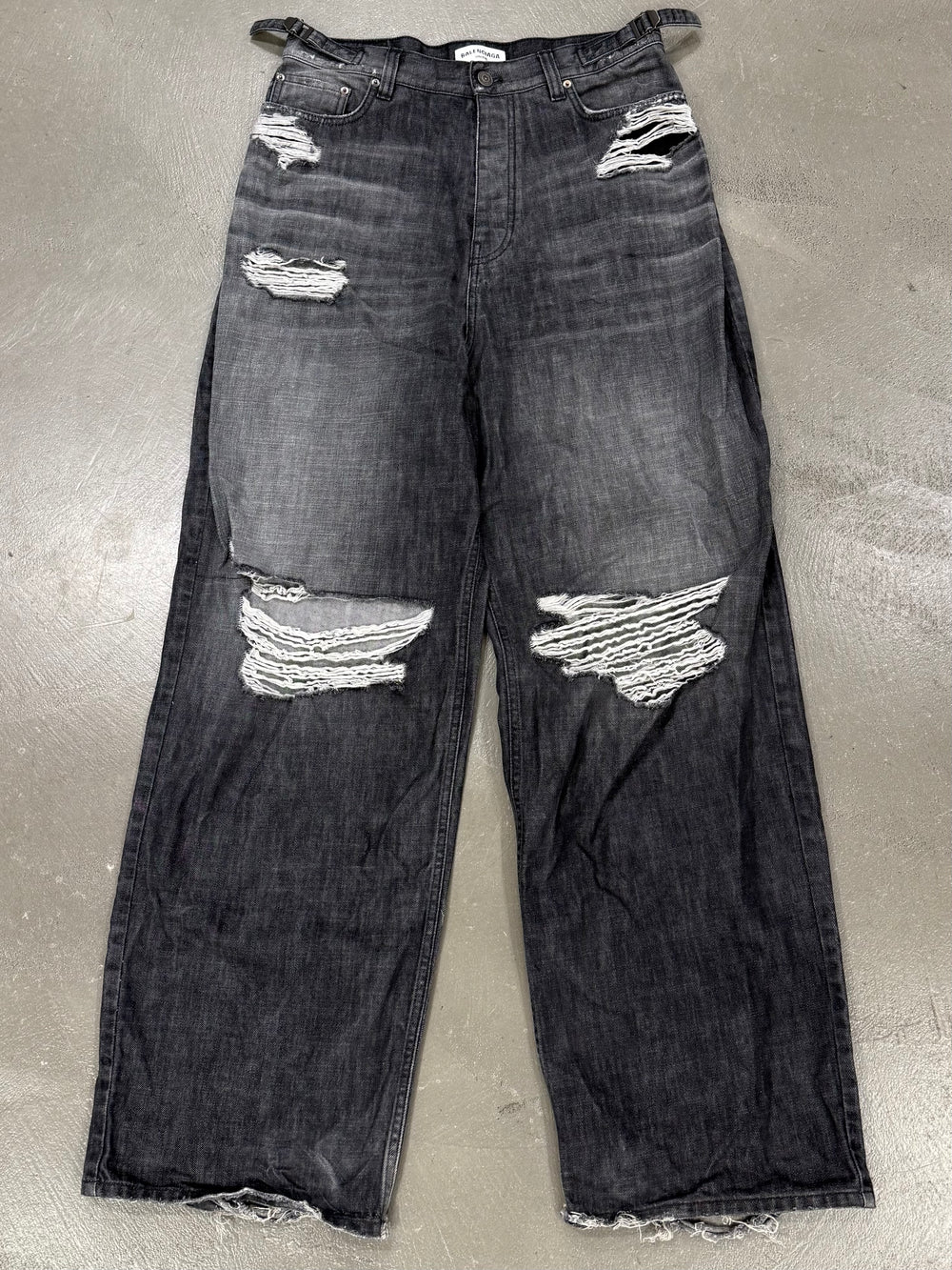 A/W2021 Balenciaga "skater" wide distressed baggy jeans
