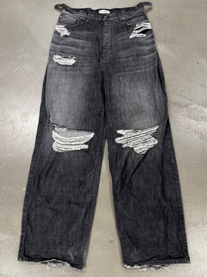 A/W2021 Balenciaga "skater" wide distressed baggy jeans