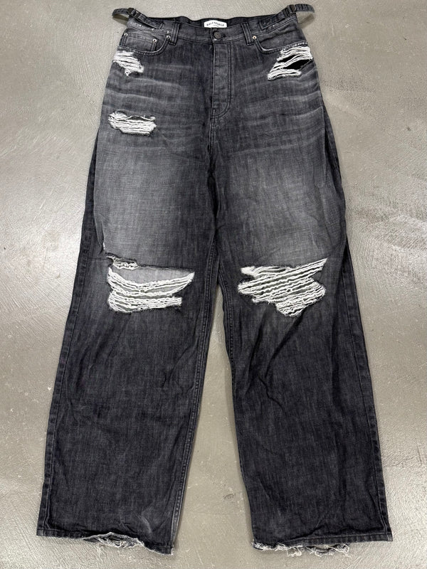 A/W2021 Balenciaga "skater" wide distressed baggy jeans