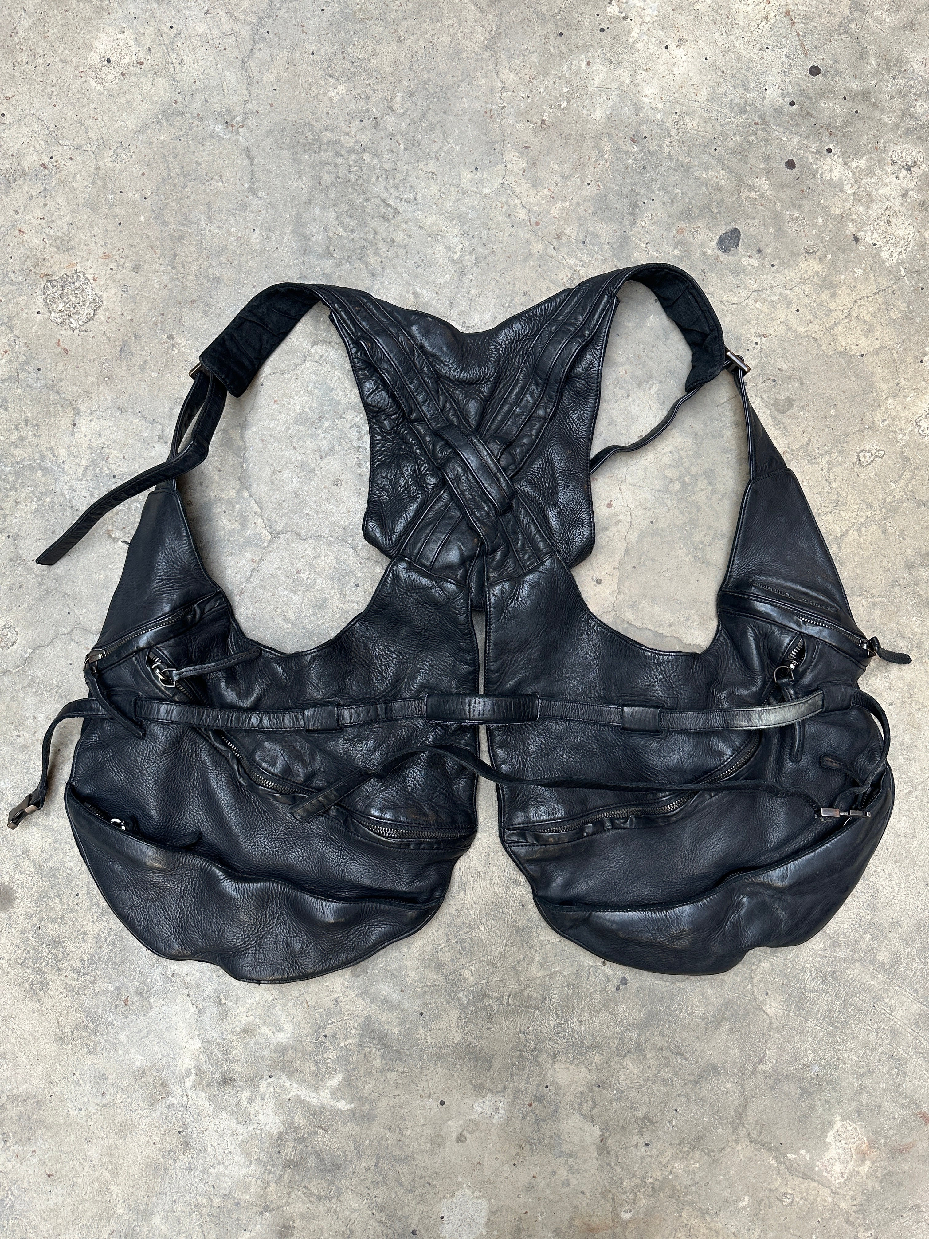 1990s Emporio Armani leather holster cargo vest/bag