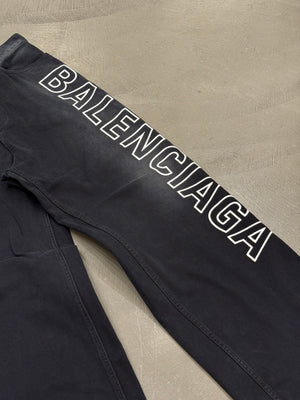 2023 Balenciaga embroidered logo baggy faded jeans