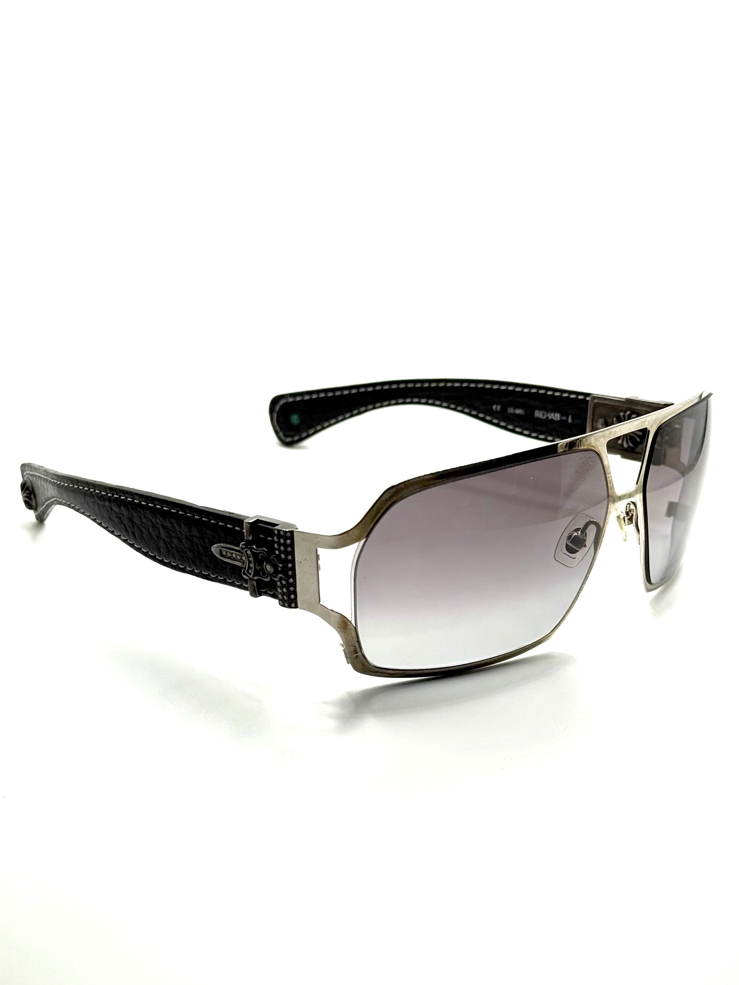 1/1 Chrome Hearts REHAB-I factory diamonds and ruby leather sunglasses