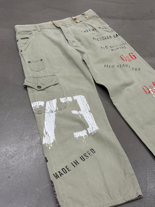 S/S 2005 Dolce & Gabbana “Recycled Garment” graffiti cargo pants