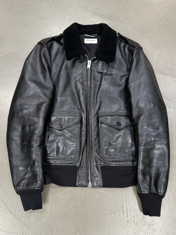 A/W2013 Saint Laurent by Hedi Slimane aviator shearling leather bomber jacket