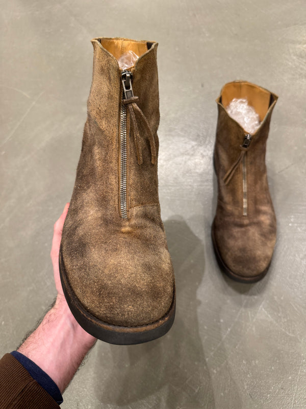2000s Martin Margiela zipper distressed suede boots