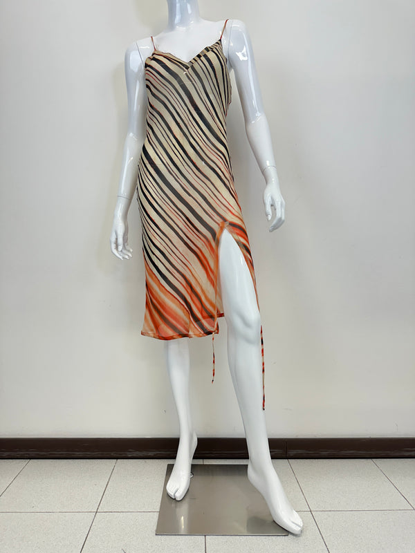 S/S 2001 Jean Paul Gaultier silk stripe mesh sheer dress