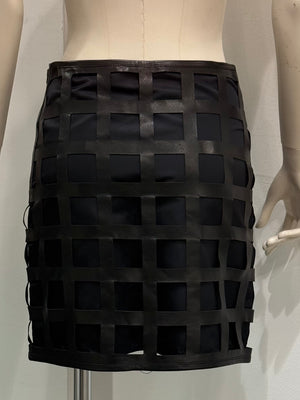 2000s Miu Miu lazer cut leather skirt