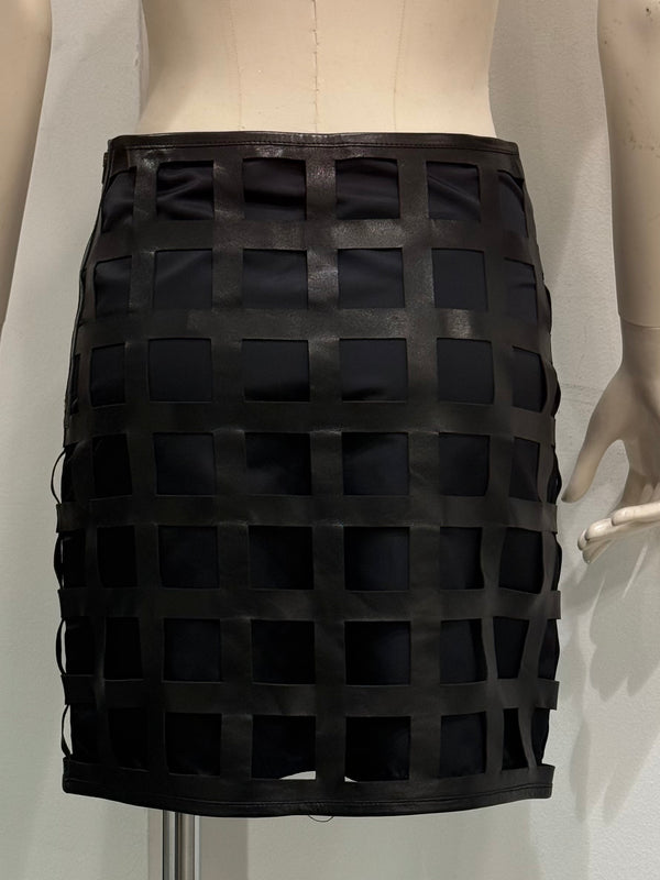 2000s Miu Miu lazer cut leather skirt