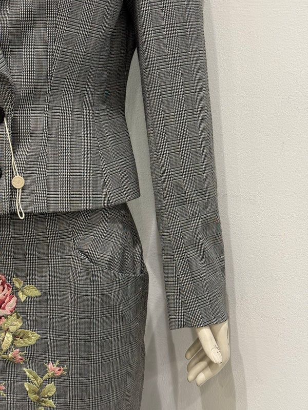 A/W1997 Alexander McQueen runway checked embroidered suit set