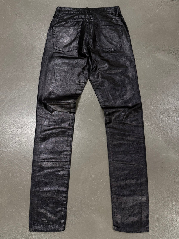 2020 Saint Laurent waxed skinny jeans