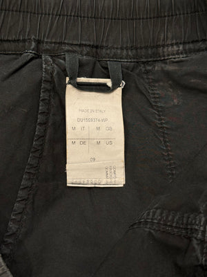 2000s Rick Owens black wax drop crotch drawstring pants