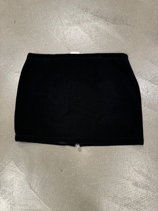 1990s Dirk Bikkembergs curved zip skirt