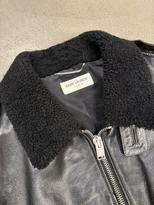A/W2013 Saint Laurent by Hedi Slimane aviator shearling leather bomber jacket