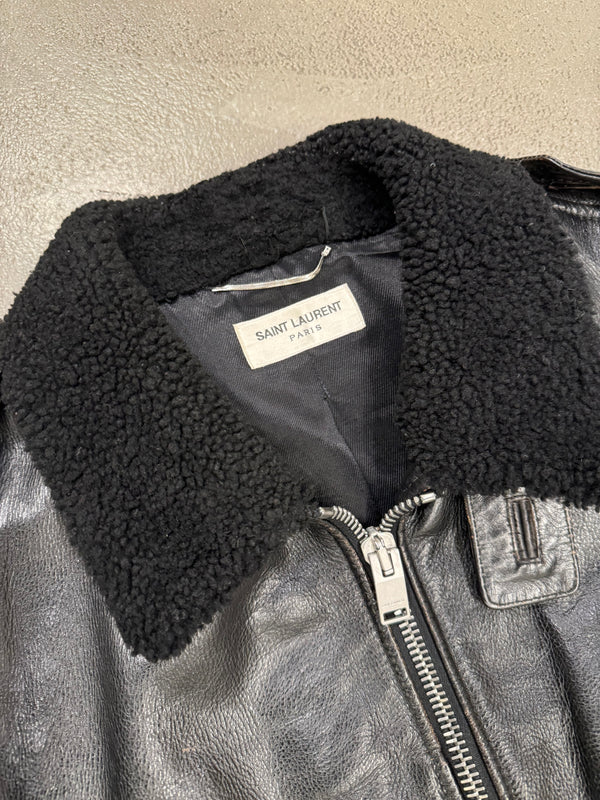 A/W2013 Saint Laurent by Hedi Slimane aviator shearling leather bomber jacket