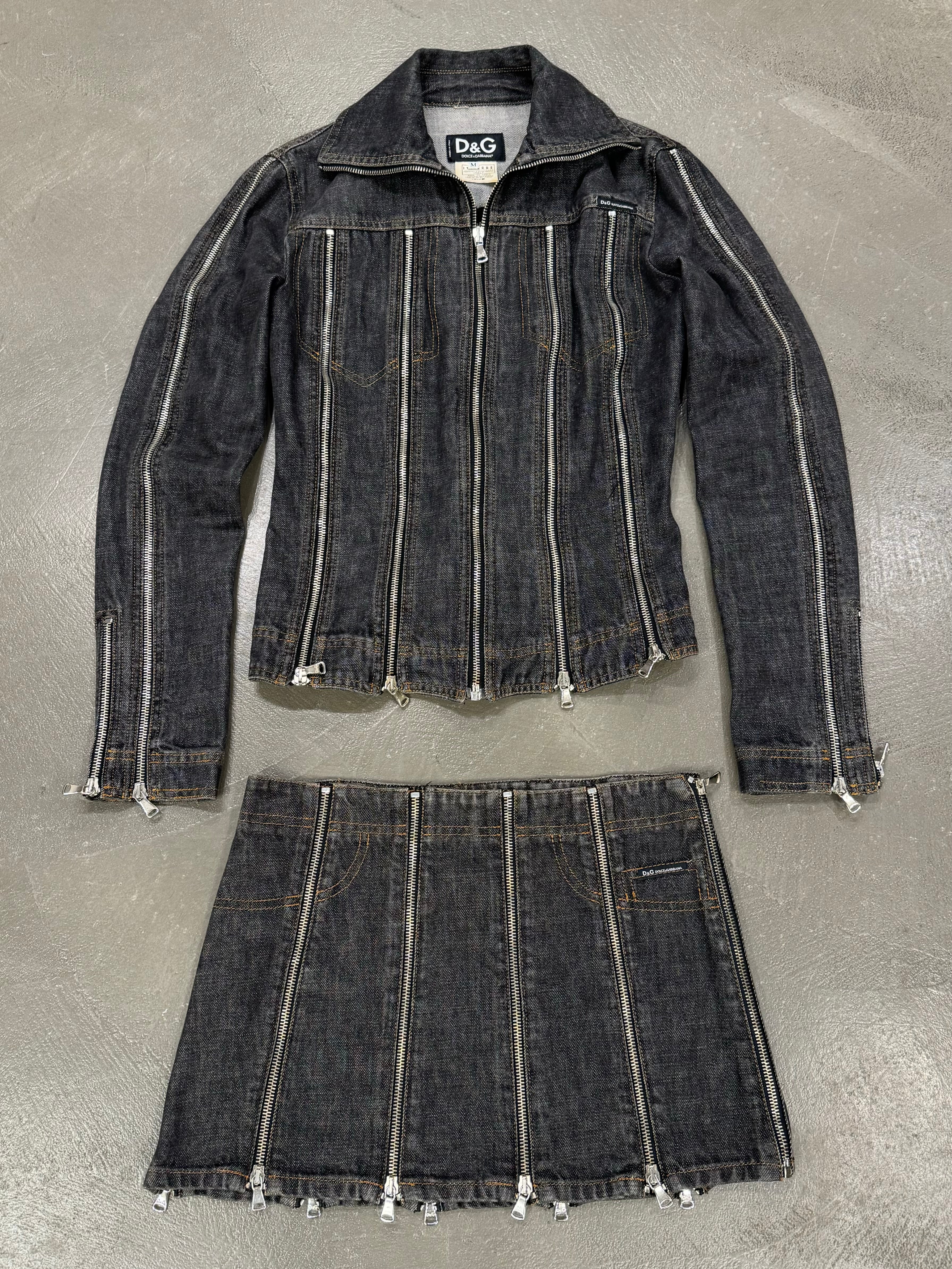 S/S 2004 Dolce & Gabbana zipper denim set (jacket + skirt)