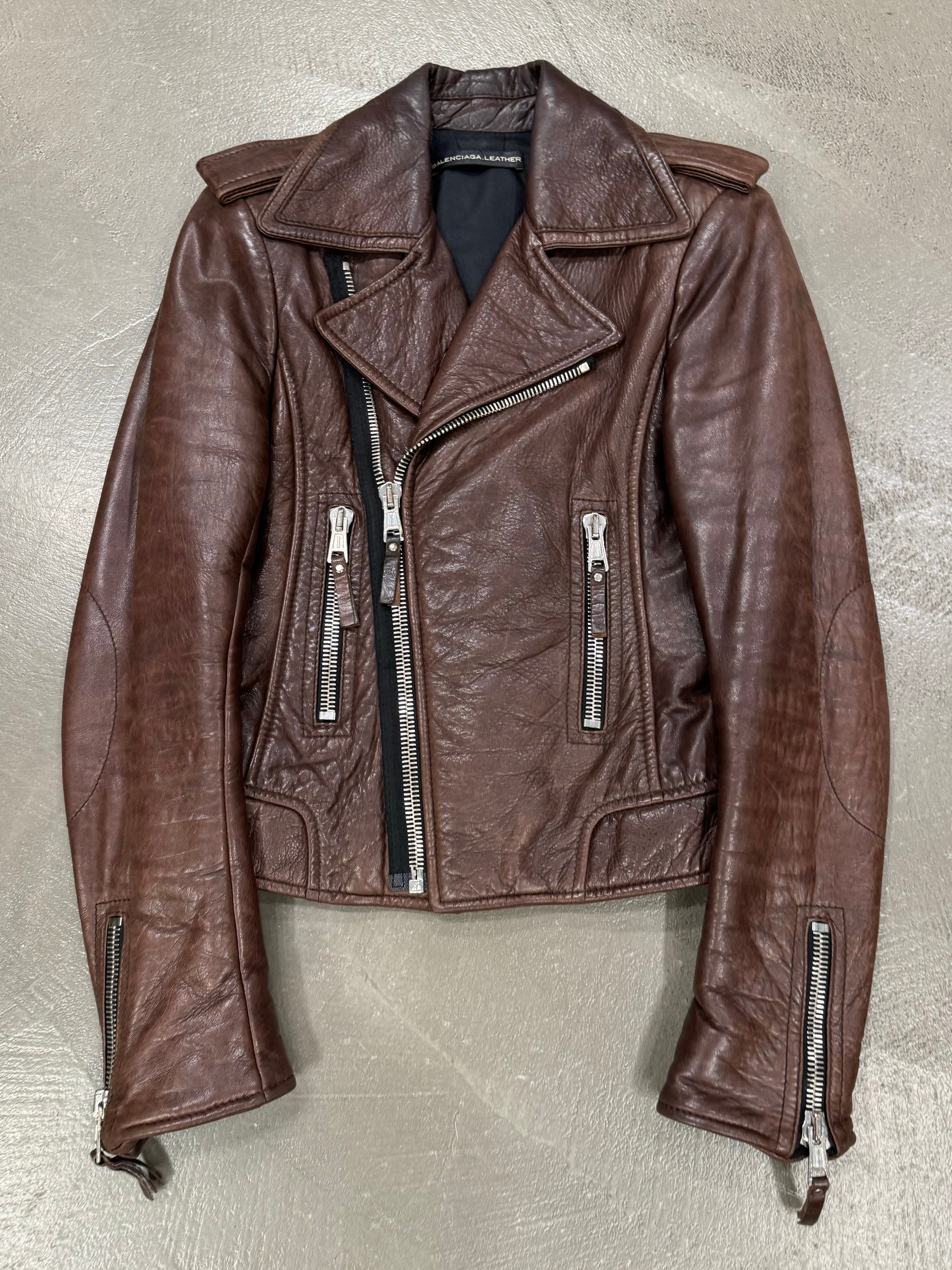 A/W 2008 Balenciaga by Nicolas Ghesquière brown leather jacket