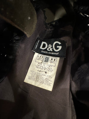 A/W 2002 D&G corduroy corset with floral embroidery