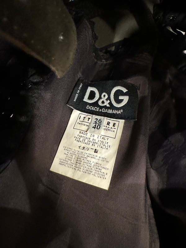 A/W 2002 D&G corduroy corset with floral embroidery