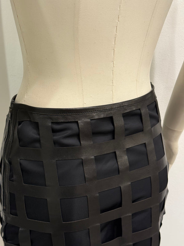 2000s Miu Miu lazer cut leather skirt