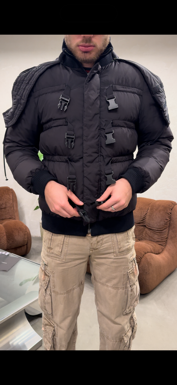 2005 Helmut Lang bondage belted puffer jacket