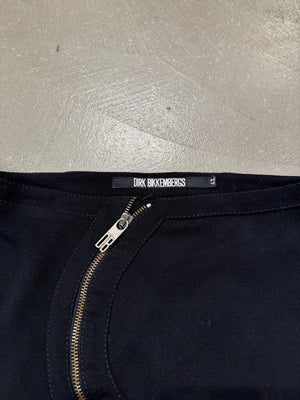 1990s Dirk Bikkembergs curved zip skirt