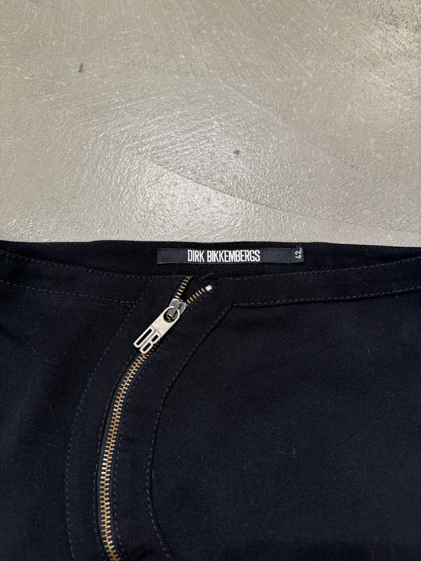 1990s Dirk Bikkembergs curved zip skirt