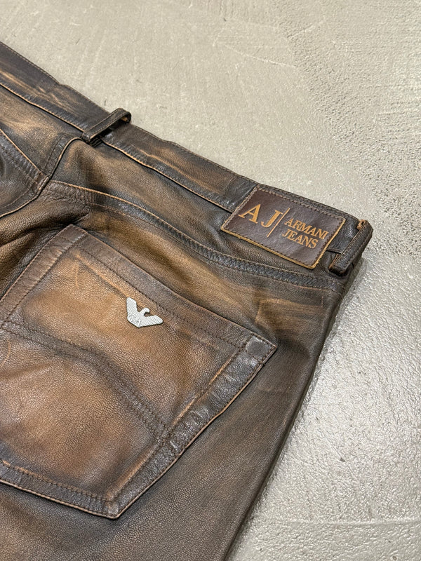 2000s Armani faded leather pants