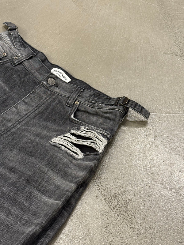A/W2021 Balenciaga "skater" wide distressed baggy jeans