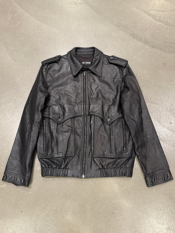 S/S2002 Raf Simons runway police cargo leather bomber jacket