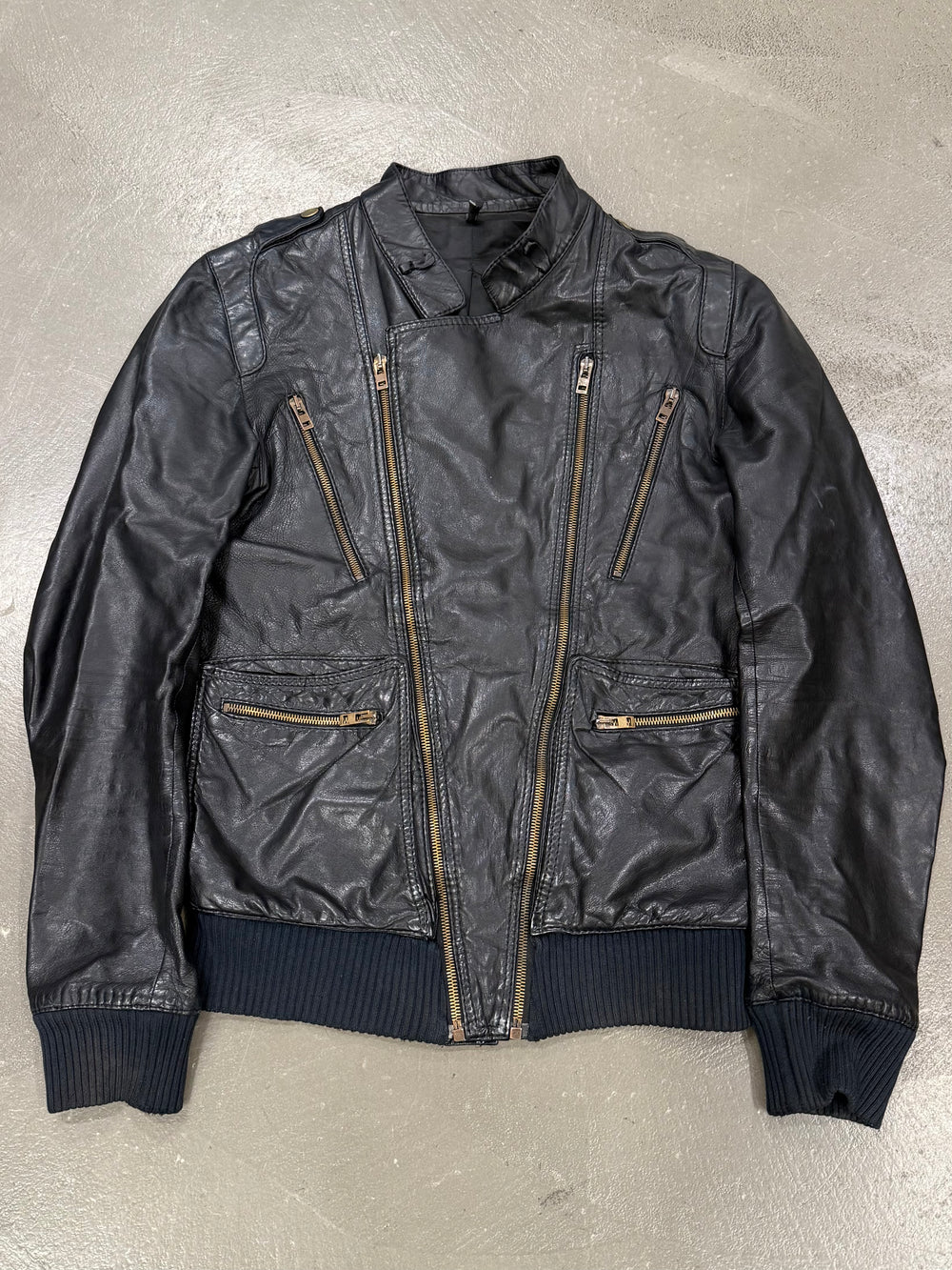 S/S2006 Dior by Hedi Slimane multi-zip leather bomber jacket