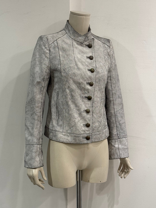 S/S2002 Ann Demeulemeester runway cracked leather napoleon military jacket